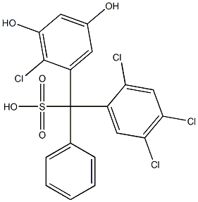 (2-クロロ-3,5-ジヒドロキシフェニル)(2,4,5-トリクロロフェニル)フェニルメタンスルホン酸 化学構造式