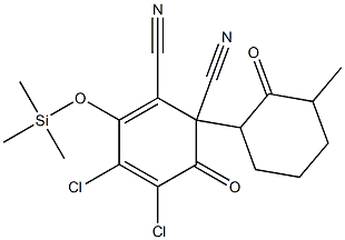 2,3-Dichloro-5,6-dicyano-4-(trimethylsilyloxy)-6-(3-methyl-2-oxocyclohexyl)-2,4-cyclohexadien-1-one,,结构式