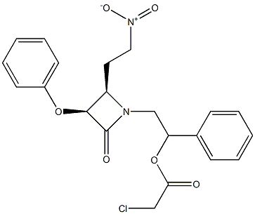 (3S,4R)-1-(2-クロロアセトキシ-2-フェニルエチル)-3-フェノキシ-4-(2-ニトロエチル)アゼチジン-2-オン 化学構造式