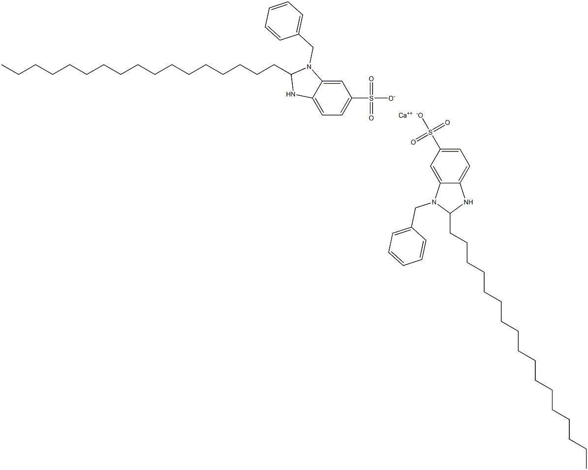 ビス(1-ベンジル-2,3-ジヒドロ-2-ヘプタデシル-1H-ベンゾイミダゾール-6-スルホン酸)カルシウム 化学構造式