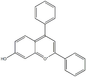 7-Hydroxy-4-phenyl-2-(phenyl)-1-benzopyrylium Struktur