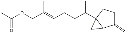 1-(1,5-Dimethyl-6-acetoxy-4-hexenyl)-4-methylenebicyclo[3.1.0]hexane 结构式