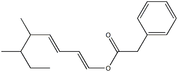 Phenylacetic acid 5,6-dimethyl-1,3-octadienyl ester Structure