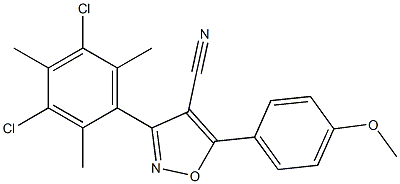 5-(4-Methoxyphenyl)-3-(3,5-dichloro-2,4,6-trimethylphenyl)-isoxazole-4-carbonitrile Struktur