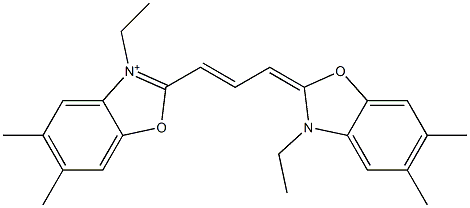 3-Ethyl-2-[3-[3-ethyl-5,6-dimethylbenzoxazol-2(3H)-ylidene]-1-propenyl]-5,6-dimethylbenzoxazol-3-ium,,结构式