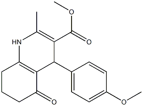 1,4,5,6,7,8-ヘキサヒドロ-2-メチル-4-(4-メトキシフェニル)-5-オキソキノリン-3-カルボン酸メチル 化学構造式