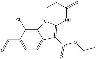 2-(Propanoylamino)-6-formyl-7-chlorobenzo[b]thiophene-3-carboxylic acid ethyl ester