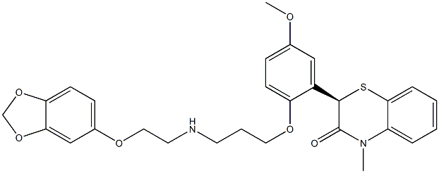 [2R,(+)]-2-[5-Methoxy-2-[3-[[2-[(1,3-benzodioxol-5-yl)oxy]ethyl]amino]propoxy]phenyl]-4-methyl-2H-1,4-benzothiazin-3(4H)-one Struktur