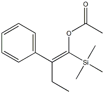 (E)-1-Trimethylsilyl-2-phenyl-1-buten-1-ol acetate,,结构式
