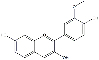 3,7-ジヒドロキシ-2-(4-ヒドロキシ-3-メトキシフェニル)-1-ベンゾピリリウム 化学構造式