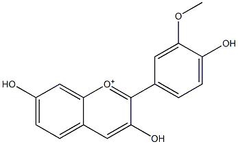 3,4',7-Trihydroxy-3'-methoxyflavylium 结构式