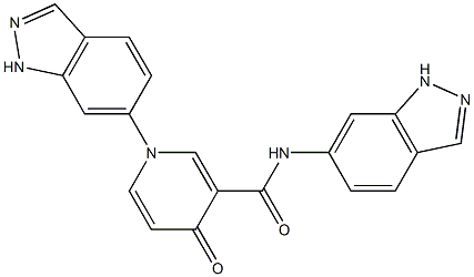 1,N-ビス(1H-インダゾール-6-イル)-1,4-ジヒドロ-4-オキソピリジン-3-カルボアミド 化学構造式
