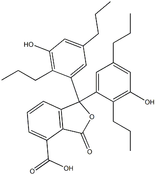 1,3-Dihydro-1,1-bis(3-hydroxy-2,5-dipropylphenyl)-3-oxoisobenzofuran-4-carboxylic acid Struktur