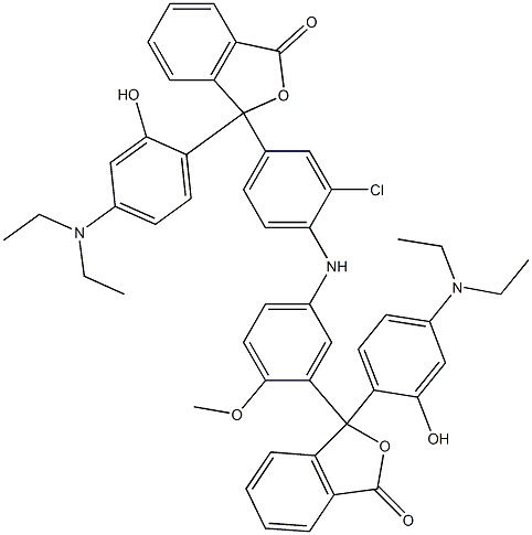 3-(4-ジエチルアミノ-2-ヒドロキシフェニル)-3-[4-[[4-メトキシ-3-[1-(2-ヒドロキシ-4-ジエチルアミノフェニル)-3-オキソイソベンゾフラン-1(3H)-イル]フェニル]アミノ]-3-クロロフェニル]イソベンゾフラン-1(3H)-オン 化学構造式