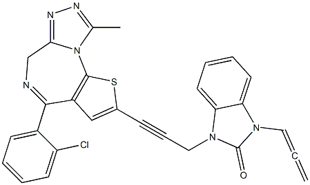 4-(2-Chlorophenyl)-9-methyl-2-[3-[(2,3-dihydro-2-oxo-3-propadienyl-1H-benzimidazol)-1-yl]-1-propynyl]-6H-thieno[3,2-f][1,2,4]triazolo[4,3-a][1,4]diazepine Structure