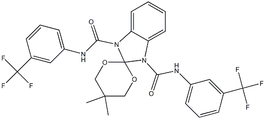 N,N'-Bis(3-trifluoromethylphenyl)-5',5'-dimethylspiro[1H-benzimidazole-2(3H),2'-[1,3]dioxane]-1,3-dicarboxamide,,结构式