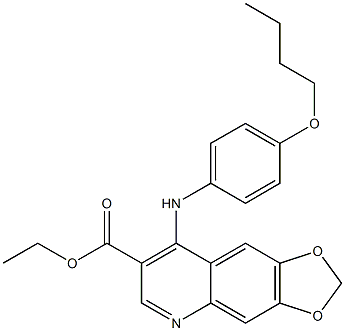 4-[[4-ブトキシフェニル]アミノ]-6,7-(メチレンジオキシ)キノリン-3-カルボン酸エチル 化学構造式
