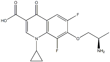 7-[(R)-2-アミノプロポキシ]-1-シクロプロピル-6,8-ジフルオロ-1,4-ジヒドロ-4-オキソキノリン-3-カルボン酸 化学構造式
