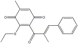 2-[(E)-3-Phenyl-2-methylpropenoyl]-5-methyl-3-ethylthio-1,4-benzoquinone Structure