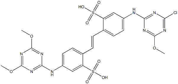 4-(4-Chloro-6-methoxy-1,3,5-triazin-2-ylamino)-4'-(4,6-dimethoxy-1,3,5-triazin-2-ylamino)-2,2'-stilbenedisulfonic acid,,结构式