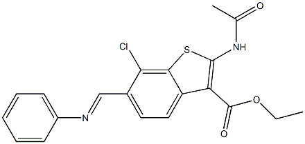  2-(Acetylamino)-6-phenyliminomethyl-7-chlorobenzo[b]thiophene-3-carboxylic acid ethyl ester