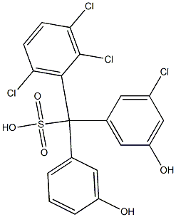 (3-クロロ-5-ヒドロキシフェニル)(2,3,6-トリクロロフェニル)(3-ヒドロキシフェニル)メタンスルホン酸 化学構造式