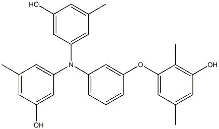 N,N-Bis(3-hydroxy-5-methylphenyl)-3-(3-hydroxy-2,5-dimethylphenoxy)benzenamine 结构式