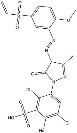 1-(2,5-Dichloro-4-sodiosulfophenyl)-4-(2-methoxy-5-vinylsulfonylphenylazo)-3-methyl-2-pyrazolin-5-one Structure