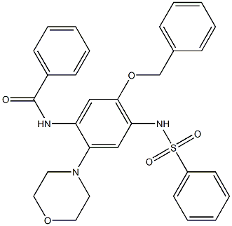 N-[5-ベンジルオキシ-2-モルホリノ-4-フェニルスルホニルアミノフェニル]ベンズアミド 化学構造式