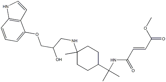 4-[2-Hydroxy-3-[[8-[[(2E)-1,4-dioxo-4-methoxy-2-butenyl]amino]-p-menthan-1-yl]amino]propoxy]-1H-indole,,结构式