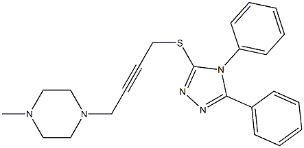 4,5-ジフェニル-3-[[4-(4-メチルピペラジン-1-イル)-2-ブチニル]チオ]-4H-1,2,4-トリアゾール 化学構造式