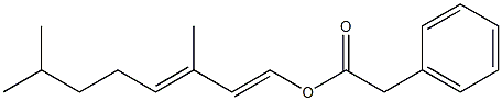 フェニル酢酸3,7-ジメチル-1,3-オクタジエニル 化学構造式