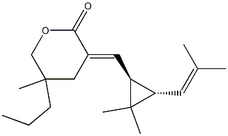 (3Z)-5-メチル-5-プロピル-3-[[(1S,2S)-3,3-ジメチル-2-(2-メチル-1-プロペニル)シクロプロパン-1-イル]メチレン]テトラヒドロ-2H-ピラン-2-オン 化学構造式