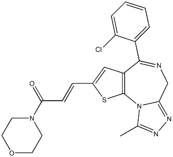 4-(2-Chlorophenyl)-2-[(E)-3-morpholino-3-oxo-1-propenyl]-9-methyl-6H-thieno[3,2-f][1,2,4]triazolo[4,3-a][1,4]diazepine 结构式