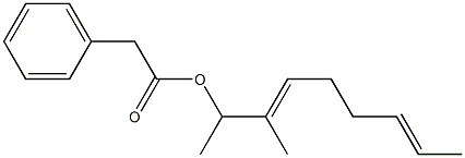 フェニル酢酸1,2-ジメチル-2,6-オクタジエニル 化学構造式
