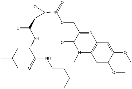 [2S,3S,(+)]-3-[[(S)-3-Methyl-1-(3-methylbutylcarbamoyl)butyl]carbamoyl]oxirane-2-carboxylic acid [(1-methyl-6,7-dimethoxy-2-oxo-1,2-dihydroquinoxaline)-3-yl]methyl ester Structure