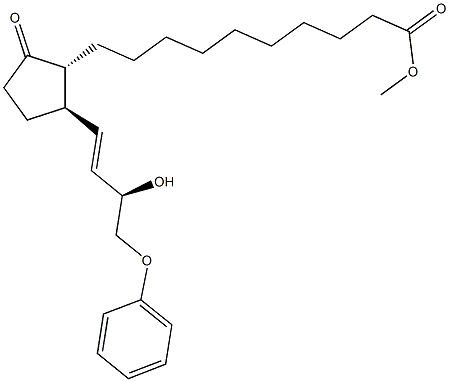 (13E,15R)-1-[2-(メトキシカルボニル)エチル]-15-ヒドロキシ-16-フェノキシ-17,18,19,20-テトラノルプロスタ-13-エン-9-オン 化学構造式