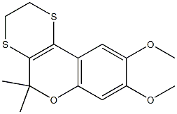 2,3-Dihydro-10,10-dimethyl-6,7-dimethoxy-10H-9-oxa-1,4-dithiaphenanthrene Struktur
