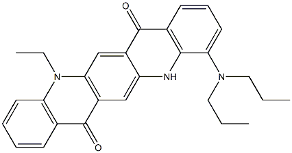 4-(Dipropylamino)-12-ethyl-5,12-dihydroquino[2,3-b]acridine-7,14-dione,,结构式