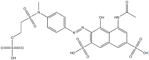 5-(アセチルアミノ)-4-ヒドロキシ-3-[[4-[メチル[[2-(スルホオキシ)エチル]スルホニル]アミノ]フェニル]アゾ]-2,7-ナフタレンジスルホン酸 化学構造式