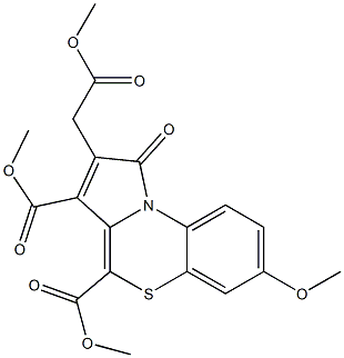 7-Methoxy-2-[(methoxycarbonyl)methyl]-1-oxo-1H-pyrrolo[2,1-c][1,4]benzothiazine-3,4-dicarboxylic acid dimethyl ester Struktur