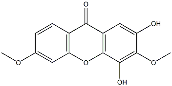 2,4-Dihydroxy-3,6-dimethoxy-9H-xanthen-9-one Struktur