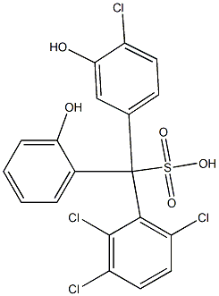 (4-クロロ-3-ヒドロキシフェニル)(2,3,6-トリクロロフェニル)(2-ヒドロキシフェニル)メタンスルホン酸 化学構造式