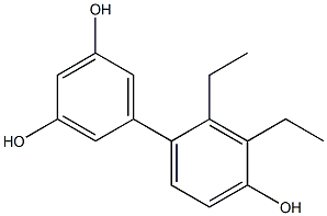 2',3'-ジエチル-1,1'-ビフェニル-3,4',5-トリオール 化学構造式