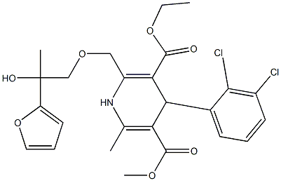 2-[[2-(2-Furanyl)-2-hydroxypropyloxy]methyl]-4-(2,3-dichlorophenyl)-1,4-dihydro-6-methylpyridine-3,5-dicarboxylic acid 3-ethyl 5-methyl ester Structure