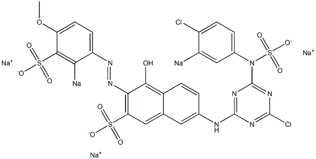7-[6-Chloro-4-(4-chloro-3-sodiosulfoanilino)-1,3,5-triazin-2-ylamino]-4-hydroxy-3-(4-methoxy-2-sodiosulfophenylazo)-2-naphthalenesulfonic acid sodium salt,,结构式