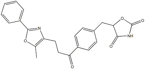 5-[4-[3-(5-Methyl-2-phenyl-4-oxazolyl)propanoyl]benzyl]oxazolidine-2,4-dione,,结构式
