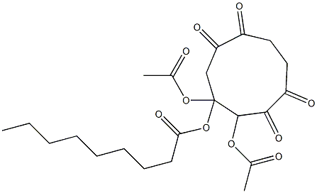 2,3-ビス(アセチルオキシ)-3-ノナノイルオキシ-1,5-ジオキサ-6,9-ジオキソシクロノナン 化学構造式