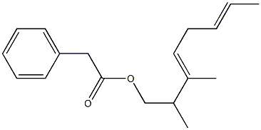フェニル酢酸2,3-ジメチル-3,6-オクタジエニル 化学構造式