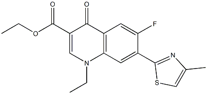 1,4-Dihydro-1-ethyl-4-oxo-6-fluoro-7-(4-methylthiazol-2-yl)quinoline-3-carboxylic acid ethyl ester Struktur